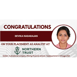 Devika Nadarajan Placed at Northern Trust Corportation
